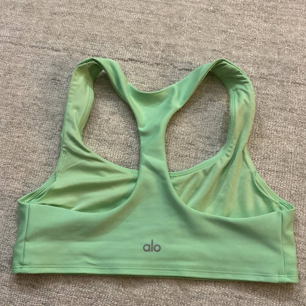 Alo Lime Green Sports Bra. Logo on Back. Missing Bra Cups. Size Medium - Picture 2 of 3